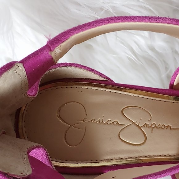 REDUCED! Like New Jessica Simpson Opened Toe Pink Suede Sandals/ Shoes - Picture 5 of 6